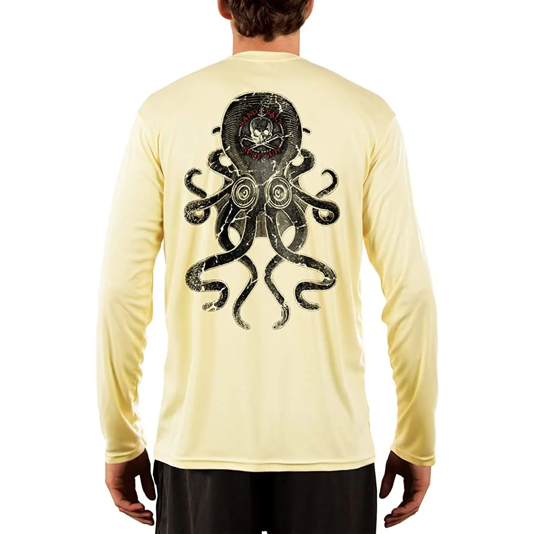 SAND.SALT.SURF.SUN. Vintage Kraken Men's UPF 50  UV Sun Protection Performance Long Sleeve T-Shirt